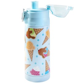 Bentology - Botella de agua aislada de acero inoxidable para niñas, 384 ml, fácil de usar, reutilizable, a prueba de derrames, sin BPA, mantiene el frío por horas, a prueba de fugas, diseño de helados