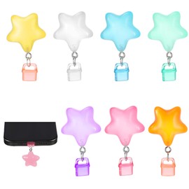 Cute Star Dust Plugs - 7 Pack Charms for Phone, Tablet & Gaming Controller - Type C Port Protector, Kawaii Anti-Dust Plugs Gift for Women & Girls