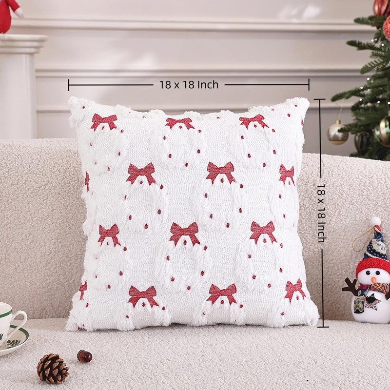 SKXKJian Christmas Wreath Throw Pillow Covers 18x18 inch Set of