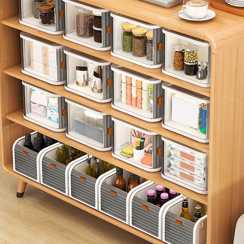 Gsycle Stackable Makeup Organizer Drawers, Foldable Plastic Storage Boxes Clear