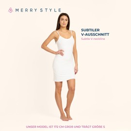 Merry Style MS10-315 Women's Short Petticoat Knee Length Adjustable Straps Comfortable and Breathable Underdresses to Wear as Nightdress or Dress, ecru, S