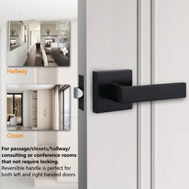 NEWBANG Solid Door Lever Handle Matte Black Finish