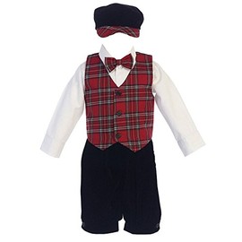 iGirlDress Baby Boys Red Green Black Plaid Christmas Vest Pants/Knicker Set Infant to Boys 3-6mos Red-C564