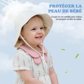 SEYUFN Baby Sun Hat Girls UV Protection 50 Hat Children Boys Summer Bear Ear Hat Toddler Unisex Adjustable Ties Fishing Hat, gray