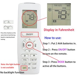 Replacement Remote Control Compatible for GREE Air Conditioner Remote Controller YAP1F GMV-N45/A3A-K (Display in Fahrenheit)