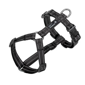 EXCELLENT ELITE SPANKER No Pull Dog Harness Reflective Nylon Vest L-Shaped Adjustable Easy Pet Harness for Small Medium Large Breeds Dogs Walking Training(XL,BLK)