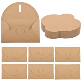 Pinsheng Pack of 100 Kraft Paper Envelopes, Envelopes with Heart Closure, Kraft Paper Envelopes, Postcards, Envelopes, Retro Gift Cards, Envelopes for Greeting Cards, Invitations, Birthday Cards
