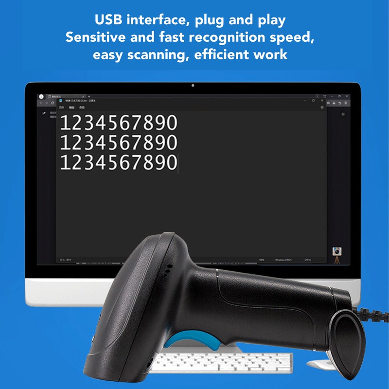 1D Barcode Scanner High Accuracy Fast Decoding Ergonomic USB Wired