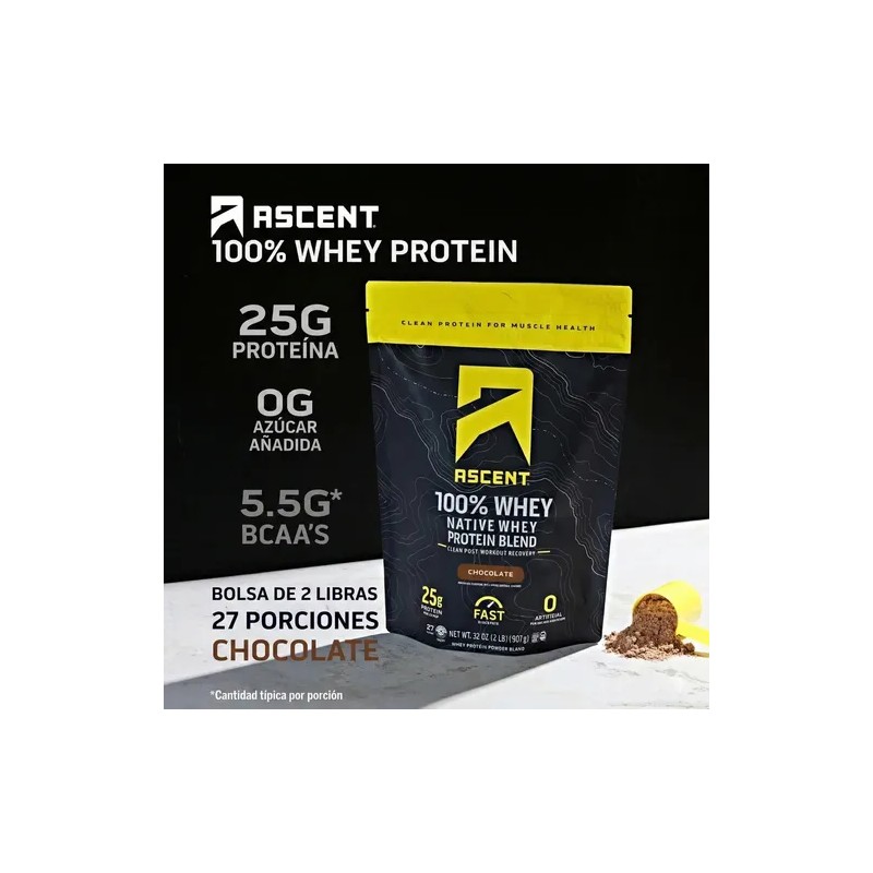 Proteína Whey 2 Lb Polvo Rápida Absorción Ascent