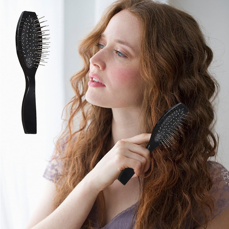 2 Airbag Combs with Steel Needle and 4 Black Curlers,