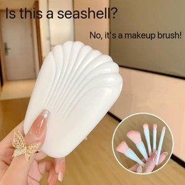 5PCS Mini Travel Makeup brushes Set Complete Function Travel Portable Cosmetic Brushes Kit with Mirror Case Women's Travel Essentials (white)