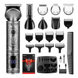 All-in Rasuradora Electrica Afeitadora Eléctrica Kit 6-en-1 Profesional Barba Nariz Maquina para Afeitar Cortadora de Cabello Pelo Corporal con Base 6