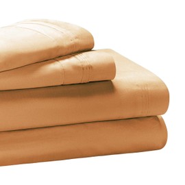 Superior Egyptian Cotton, 650 Thread Count Solid, Deep Pocket Sheet Set, Queen, Maple Sugar, 4-Piece Set