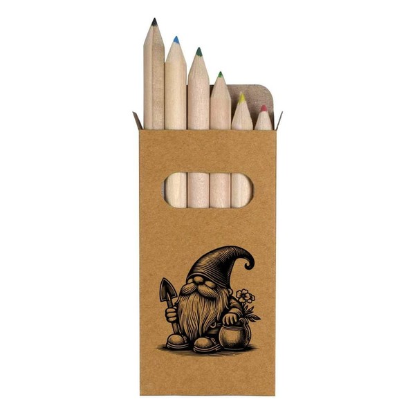 Azeeda 6 x 'Garden Gnome With Trowel' Short 85mm Pencils/Coloured