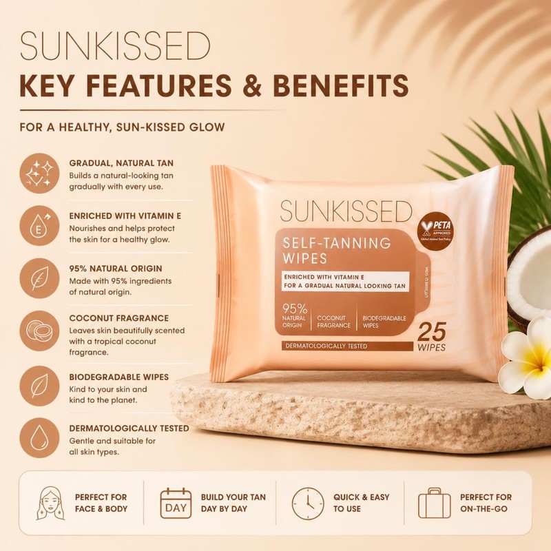 Sunkissed Self Tanning Wipes Pack of 4 – 25 Count