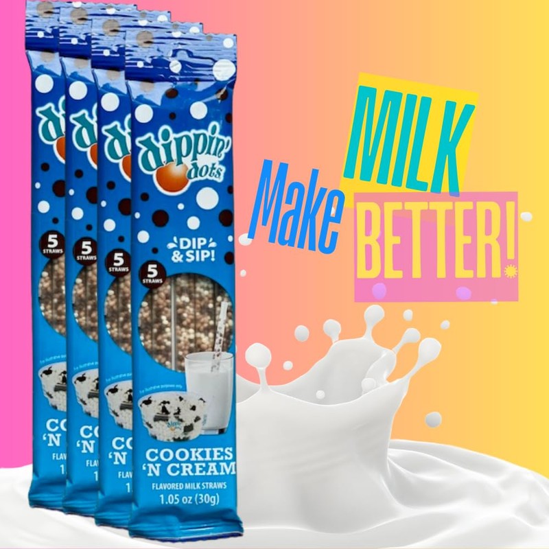 Dippin’ Dots Magically Flavored Milk Straws - Cookies N’ Cream,