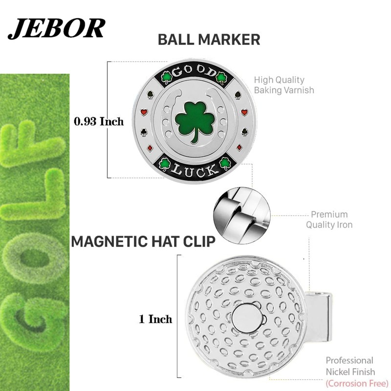 JEBOR Golf Marker x 4 Magnetic Hat Clip Storage Box