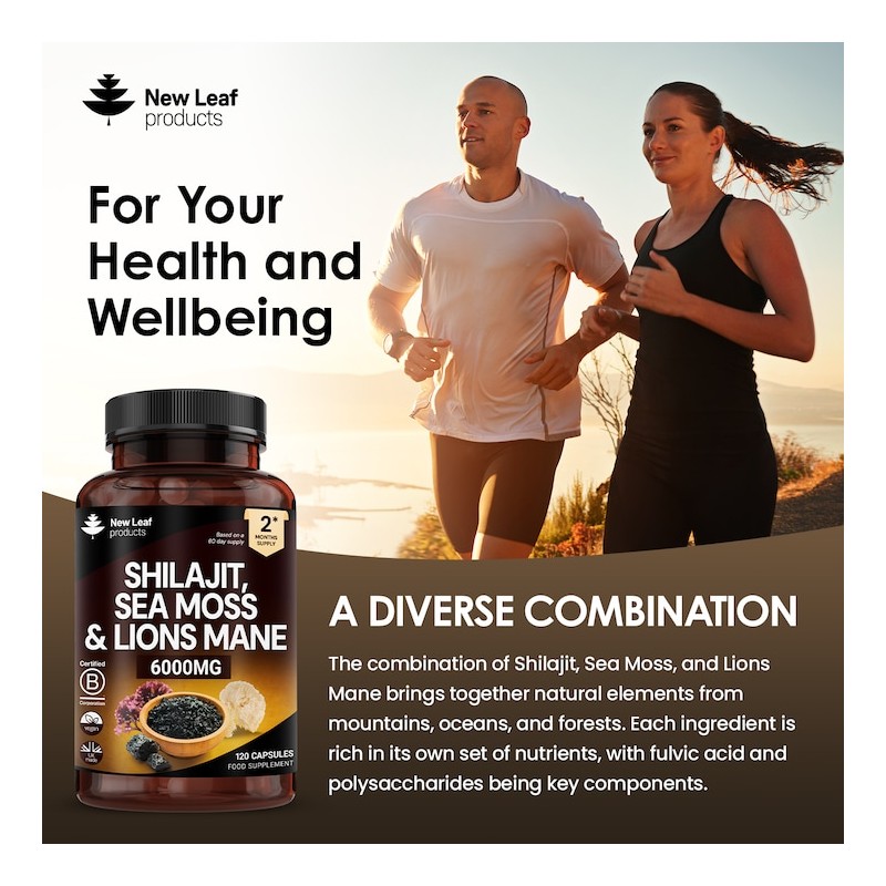 New Leaf Products Shilajit, Sea Moss & Lions Mane Capsules