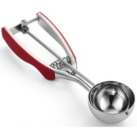 Spring Chef Red Large Cookie Scoop for Baking, Multifunctional #20 Melon Baller Scoop with Trigger Release, Stainless Steel 2.93 Tablespoon Cookie Scoop for Ice Cream, Meatball, Cookie Dough Scoop