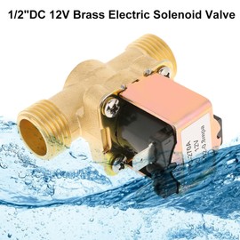 Tyenaza 1/2 Inch Solenoid Valve DC 12 V Electronic Brass Water Valve Normally Closed Solenoid Water Valve Direct Controlled Valve for Water Control