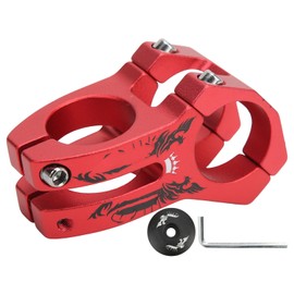 Mountain Bike Stem Lightweight Aluminum Alloy Hollow 31.8mm Curved Knife Marking Short Handlebar Stem for Cycling Red Bike Headset Cover