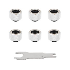 Thermaltake Pacific White C-Pro G1/4 PETG 16mm OD Compression Fitting 6 Pack CL-W211-CU00WT-B
