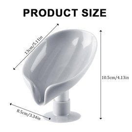 JSKWIKE 2 Pcs Soap Dish Leaf Shaped Soap Dish with Drain Soap Dishes for Bathroom with Strong Suction Cup Removable No Drilling for Kitchen Bathroom Shower Room