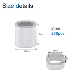 INCREWAY 200pcs M2 Aluminum Sleeves Clip Single Oval Hole Cable Crimps for 2mm Diameter Wire Rope and Cable