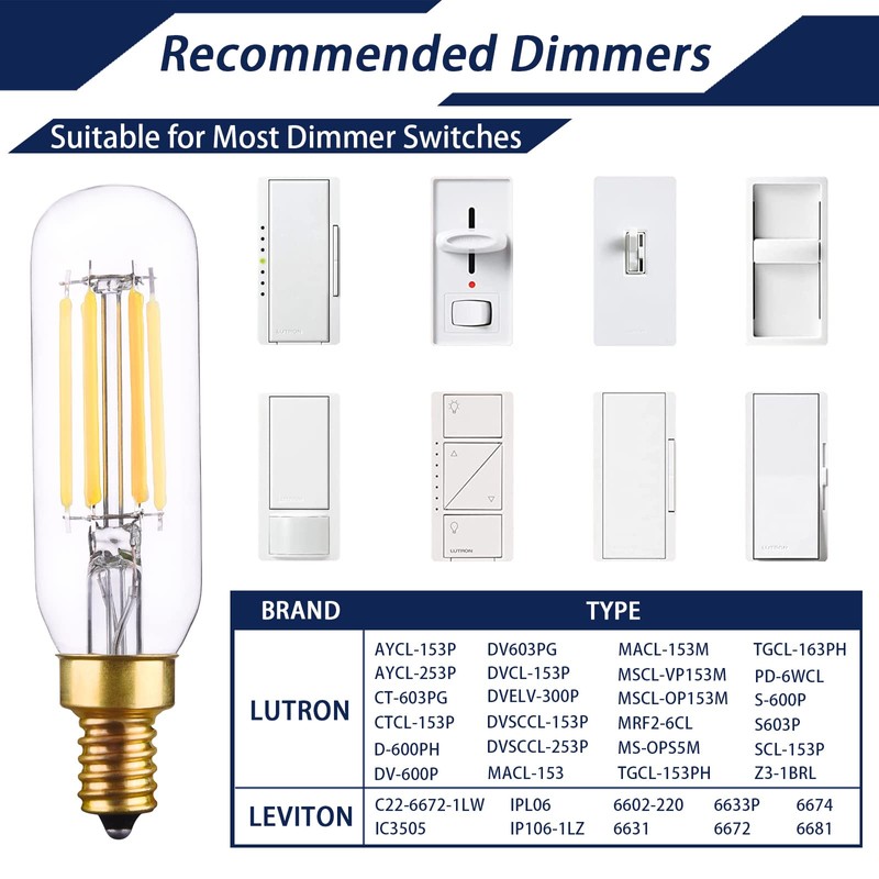 CREATE BRIGHT E12 Dimmable LED Bulb 80W Equivalent Small Candelabra