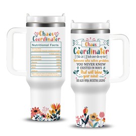 Chaos Coordinator Gifts, 40 Oz Chaos Coordinator Tumbler with Handle & Straw, Boss Gifts for Women, Stainless Steel Chaos Coordinator Cup, Thanksgiving, Christmas, Holiday, Boss Day Gifts for Women