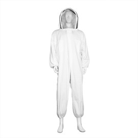 Flexzion Beekeeping Suit Full Body - Beekeeper Suits Coverall Jacket Outfit Equipment Bee Keeping Supplies with Protective Self Supporting Round Veil Hood for Bee Keeper Hive Bee Box (XL/XXL Large)