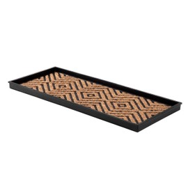 Anji Mountain Black Boot/Shoe Tray with Coir, Fits 3 Pair (34.5"" Wide), Diamond and Rubber Insert (AMB0BT3F-016)