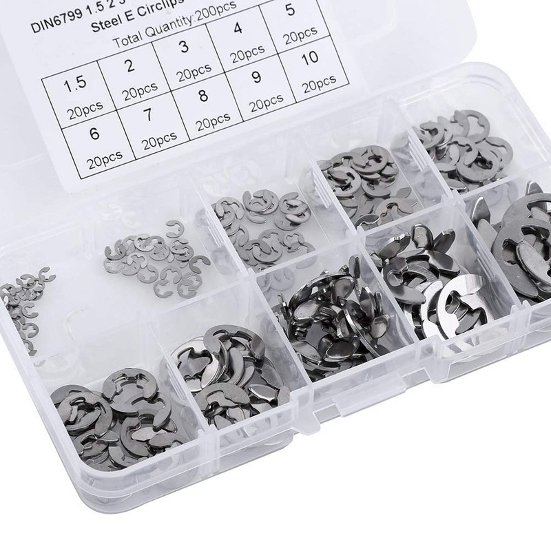 Akozon Retaining Ring Set, E Clip Replacement Set, 120 Pieces,