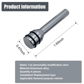 ZIMISI 4PCS Car Door Lock Knobs, 1.93" x 0.47" Zinc Alloy Door Lift Bolt, Safety Door Knob Covers, Auto Inner Door Pull Pins Replacement, Universal Car Accessories for Most Cars (Grey)