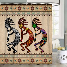 DYNH - Cortina de ducha del suroeste, juego de accesorios de baño, cortina de ducha tribal étnica Kokopelli, juego de cortinas de ducha antiguas con ganchos, 72 x 78 pulgadas