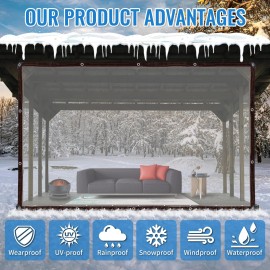 Emekian Clear Thicken Waterproof Tarp, 10 x 20 FT Rainproof Covering, Heavy Duty