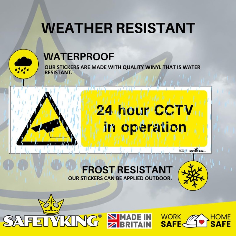 SAFETYKING® 4 PCS CCTV STICKER (HORIZONTAL) CCTV Sign Security Sticker