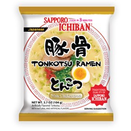 [SAPPORO ICHIBAN] Ramen Noodles, Tonkotsu Flavor, No. 1 Tasting Japanese Instant Noodles 3.5 Oz. (3.7 Ounce (Pack of 24))