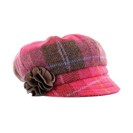 Plaid Ladies Newsboy Cap, Red, One Size Fits Most