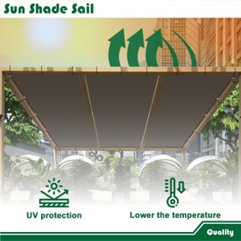 Goleray 13'x19' Sun Shade Cloth with Grommets Rectangle Sail Shade Pergola Canopy Patio Cover Outdoor Awning Gazebo Shelter, Brown
