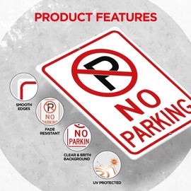 OLANZU No Parking Signs - 4 Pack 10 x14 Inches - Engineer Grade Metal No Parking sign