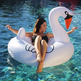 GoFloats Swan Party Tube Inflatable Raft, Float In Style (for Adults and Kids)