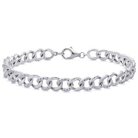 925 Sterling Silver Cuban Link Chain Bracelet for Women,Dainty White Gold Plated Hand Chain 5MM Hip Hop CZ Diamond Mens Bracelet for Jewelry Gifts (17cm, Cuban, Sliver)
