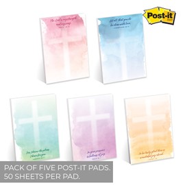 Watercolor Bible Verse Sticky Note Pad Assortment/Set of 5 Christian Note Pads / 4" x 6" Colorful Devotional Scripture Sticky Note Pads / 50 Sheets Per Pad/Made in USA