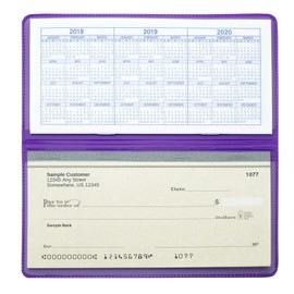 Purple Vinyl Checkbook Cover, Top Tear Personal Vinyl Checkbook Cover