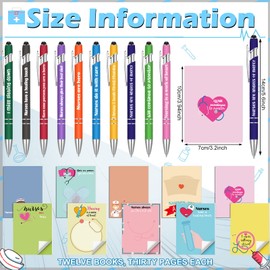 Spiareal 20 Pcs Nurse Appreciation Gifts Set Pens Sticky Notes Motivational Ballpoint Inspirational Notepads Journal Bulk for Teachers Nurse Coworkers Office Christmas Gift Supply
