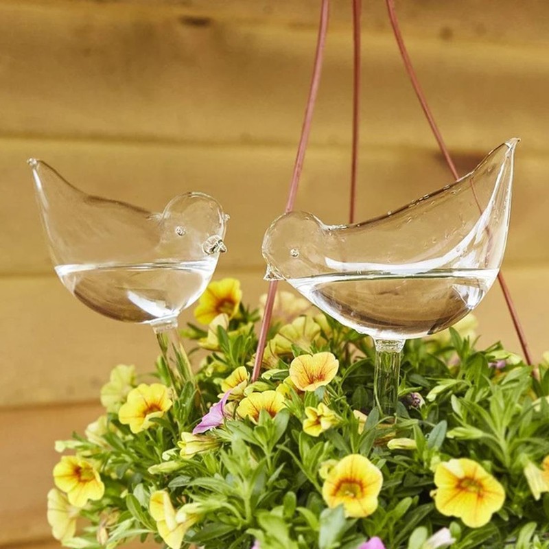 6Pcs Bird Shaped Plant Waterer Automatic Glass Bird Shape Design