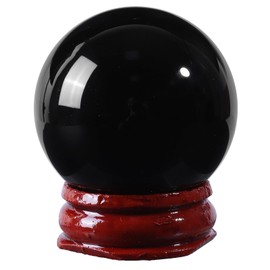 mookaitedecor Natural Black Obsidian Crystal Ball with Stand 45mm-50mm Small Healing Reiki Stone Crystal Sphere Scrying Divination Crystal Witchcraft Supplies Wiccan Gifts Spiritual Black Room Decor