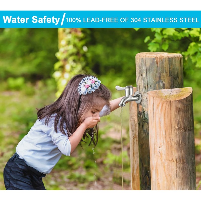 ESOW Outdoor Water Faucet SUS304 Lead- Free, Solid Irrigation Hose