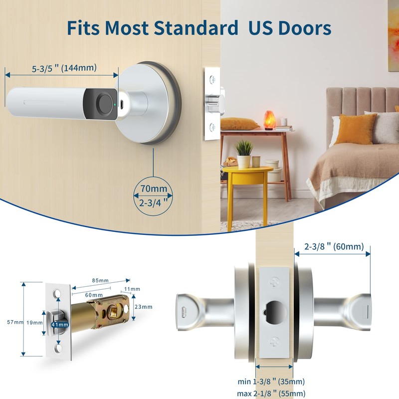 Foxgard Smart Fingerprint Door Lock,Keyless Entry Door knob with Handle,Biometric
